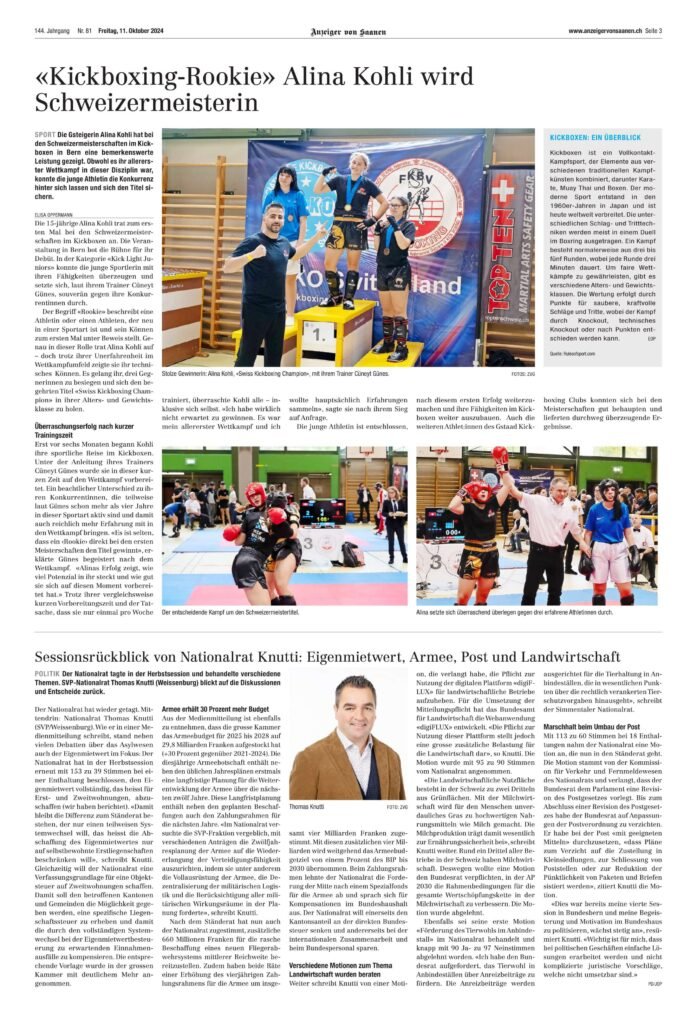 Kickboxing Rookie Alina Kohli Becomes Swiss Champion